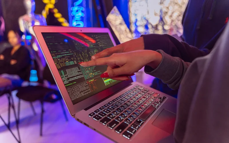 Hands-on cybersecurity lab exercise on a laptop